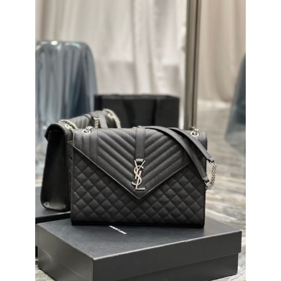 Fake YSL Saint Laurent Large Envelope Bag Mix Matelasse Black 31cm Replica