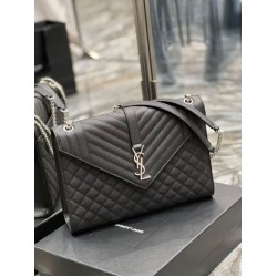 Fake YSL Saint Laurent Large Envelope Bag Mix Matelasse Black 31cm Replica