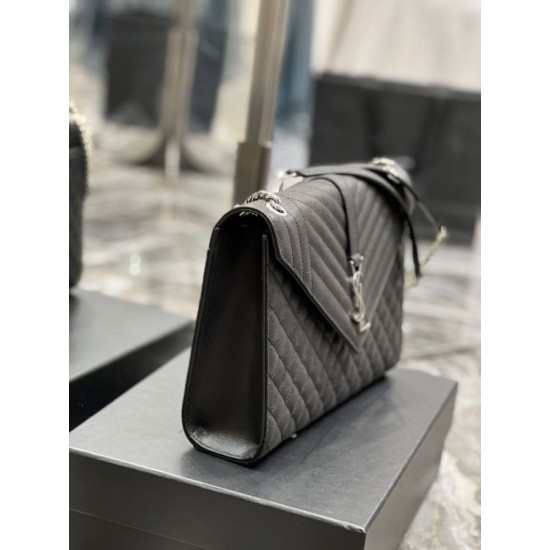 Fake YSL Saint Laurent Large Envelope Bag Mix Matelasse Black 31cm Replica