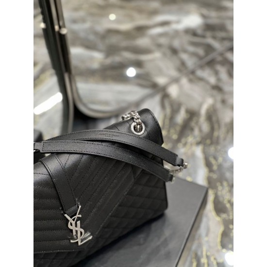Fake YSL Saint Laurent Large Envelope Bag Mix Matelasse Black 31cm Replica
