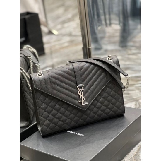 Fake YSL Saint Laurent Large Envelope Bag Mix Matelasse Black 31cm Replica