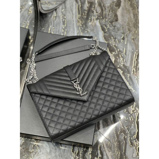 Fake YSL Saint Laurent Large Envelope Bag Mix Matelasse Black 31cm Replica