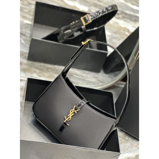 Fake YSL Saint Laurent Le 5 A 7 Cassander Hobo Bag 23cm Black Replica