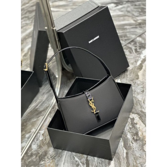 Fake YSL Saint Laurent Le 5 A 7 Cassander Hobo Bag 23cm Black Replica