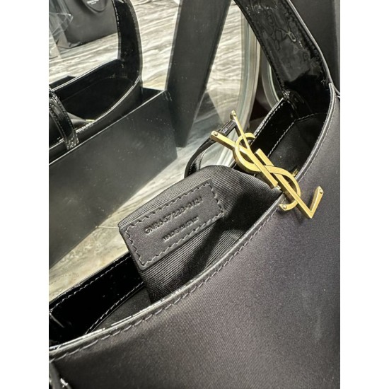 Fake YSL Saint Laurent Le 5 A 7 Cassander Hobo Bag 23cm Black Replica