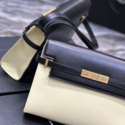 Fake YSL Saint Laurent Manhattan Shoulder Bag Black / Yellow Replica