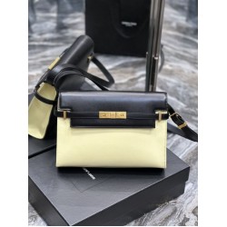 Fake YSL Saint Laurent Manhattan Shoulder Bag Black / Yellow Replica