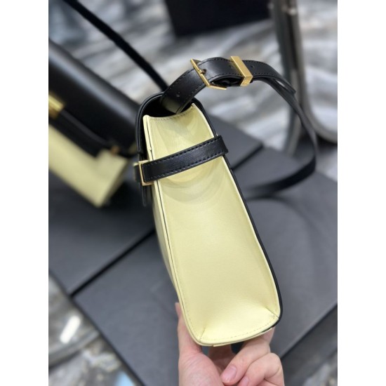 Fake YSL Saint Laurent Manhattan Shoulder Bag Black / Yellow Replica