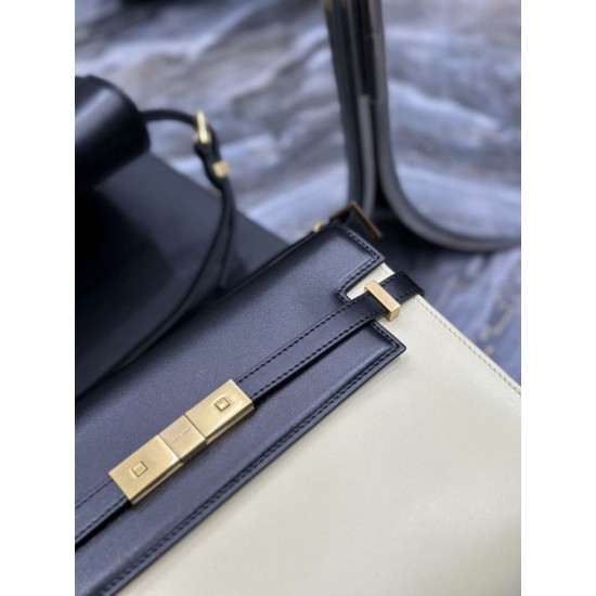 Fake YSL Saint Laurent Manhattan Shoulder Bag Black / Yellow Replica