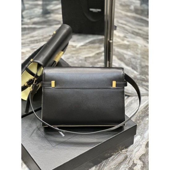 Fake YSL Saint Laurent Manhattan Shoulder Bag Black / Yellow Replica