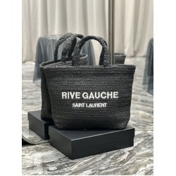 Replica YSL Saint Laurent Rive Gauche Embroidered Tote Bag Black