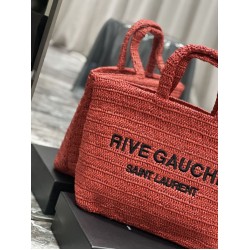 Replica YSL Saint Laurent Rive Gauche Embroidered Tote Bag Red Replica YSL Saint Laurent Rive Gauche Embroidered Tote Bag Red