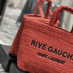 Replica YSL Saint Laurent Rive Gauche Embroidered Tote Bag Red