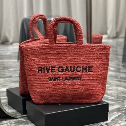 Replica YSL Saint Laurent Rive Gauche Embroidered Tote Bag Red