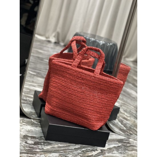 Replica YSL Saint Laurent Rive Gauche Embroidered Tote Bag Red