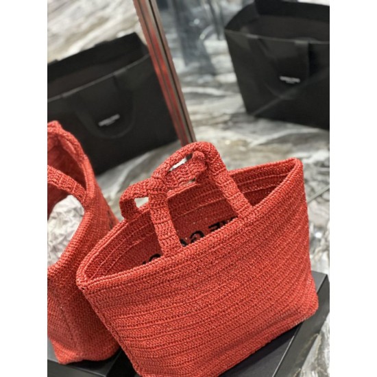 Replica YSL Saint Laurent Rive Gauche Embroidered Tote Bag Red