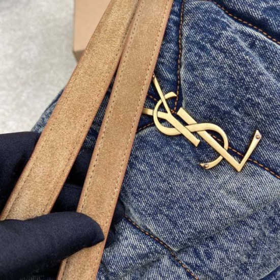 Best Replica YSL Saint Laurent Puffer Medium Shoulder Bag  Suede/Denim Knockoff