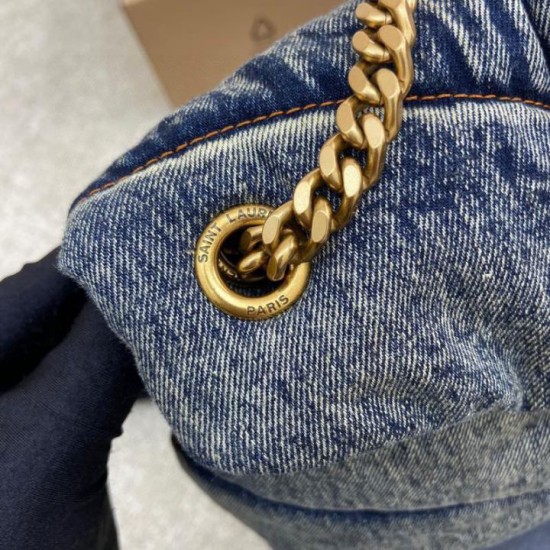 Best Replica YSL Saint Laurent Puffer Medium Shoulder Bag  Suede/Denim Knockoff