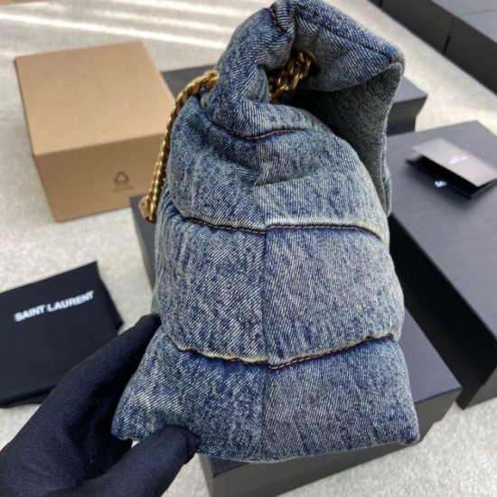Best Replica YSL Saint Laurent Puffer Medium Shoulder Bag  Suede/Denim Knockoff