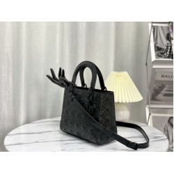 Fake Christian Dior Medium Lady Dior My Abcdior Bag Black Cannage Calfskin with Diamond Motif Replica