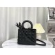 Fake Christian Dior Medium Lady Dior My Abcdior Bag Black Cannage Calfskin with Diamond Motif Replica