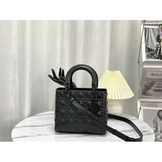 Fake Christian Dior Medium Lady Dior My Abcdior Bag Black Cannage Calfskin with Diamond Motif Replica