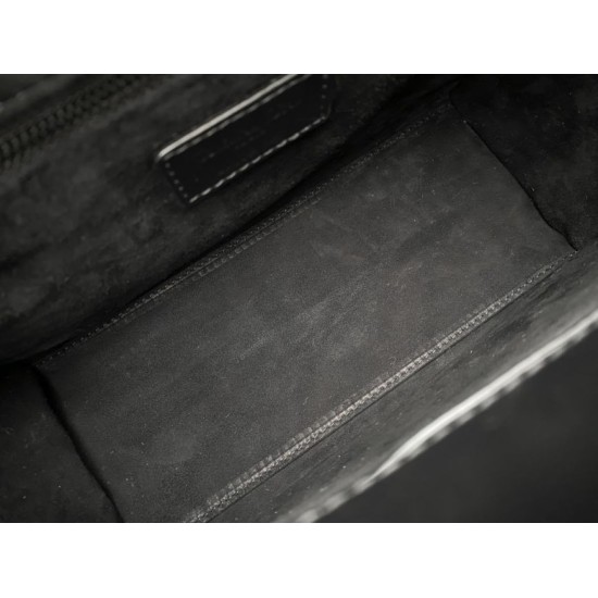 Fake Christian Dior Medium Lady Dior My Abcdior Bag Black Cannage Calfskin with Diamond Motif Replica