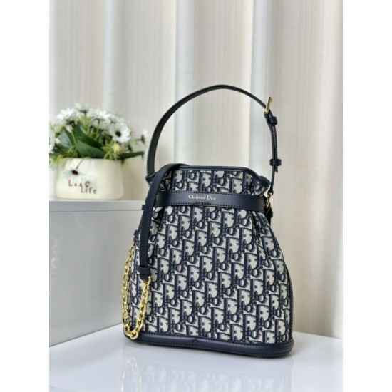 Fake Christian Dior Medium C'est Dior Bag Blue Dior Oblique Jacquard Replica