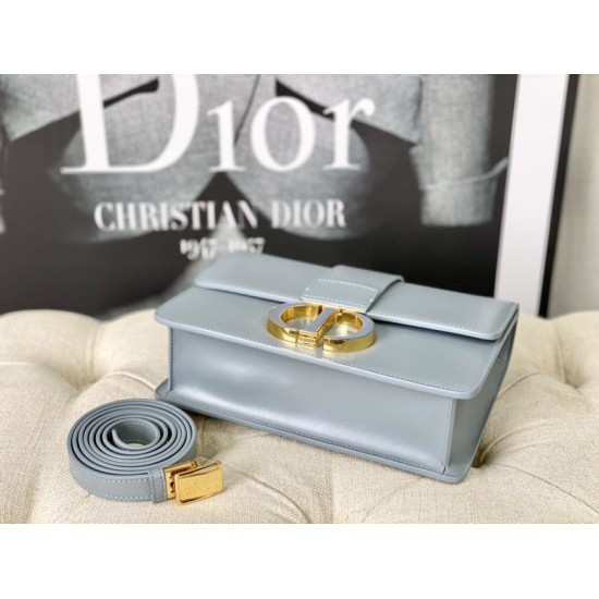 Replica Christian Dior 30 Montaigne Bag Latte Box Calfskin Light Blue