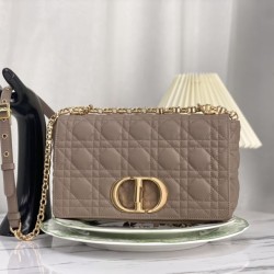 Fake Christian Dior Medium Dior Caro Bag Gray Cannage Calfskin Replica