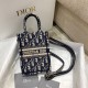 Fake Dior Mini Book Tote Phone Bag Dior Oblique Embroidery Blue Replica