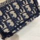 Fake Dior Mini Book Tote Phone Bag Dior Oblique Embroidery Blue Replica
