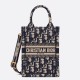 Fake Dior Mini Book Tote Phone Bag Dior Oblique Embroidery Blue Replica