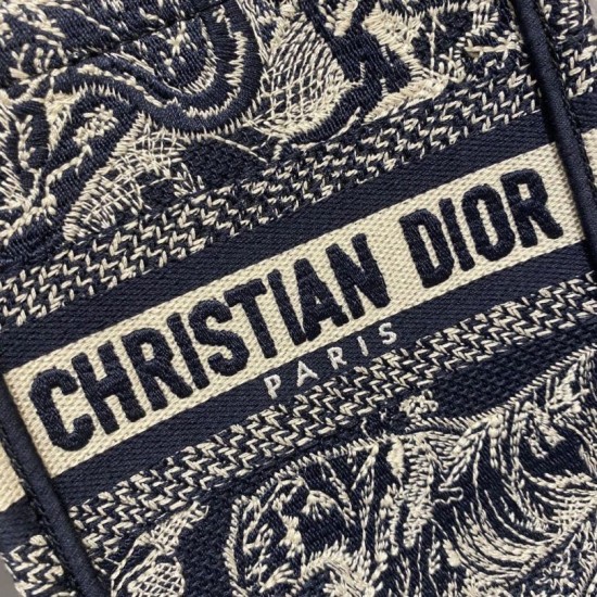 Replica Dior Mini Book Tote Phone Bag Toile de Jouy Reverse Embroidery Blue
