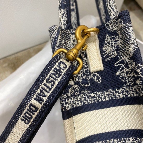 Replica Dior Mini Book Tote Phone Bag Toile de Jouy Reverse Embroidery Blue