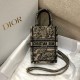 Replica Dior Mini Book Tote Phone Bag Toile de Jouy Embroidery Hazelnut