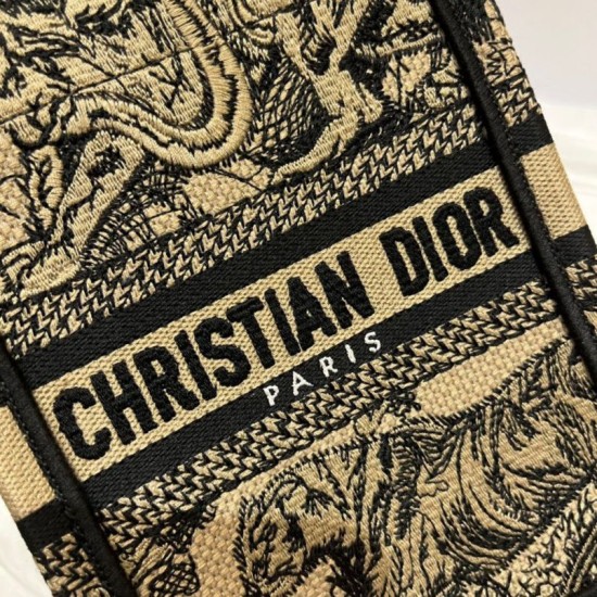 Replica Dior Mini Book Tote Phone Bag Toile de Jouy Embroidery Hazelnut