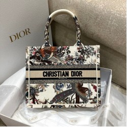 Replica Dior Small Book Tote Bag Jardin d'Hiver Embroidery White