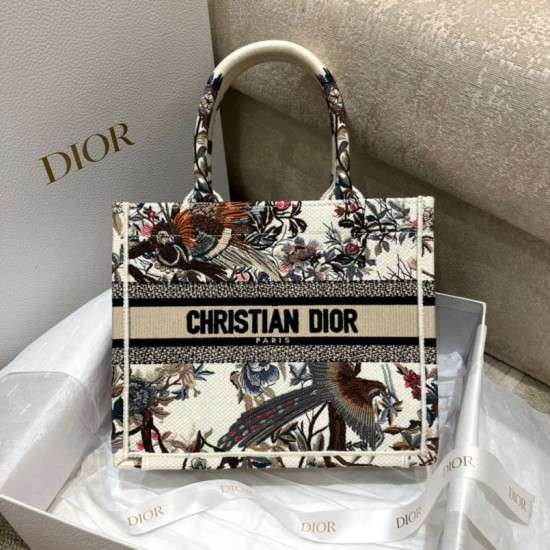 Replica Dior Small Book Tote Bag Jardin d'Hiver Embroidery White