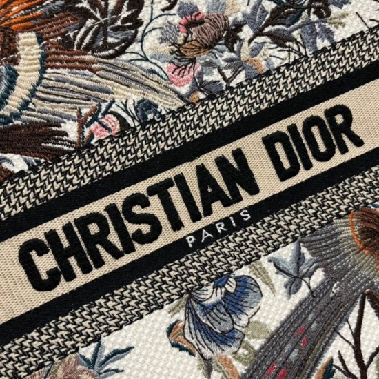 Replica Dior Small Book Tote Bag Jardin d'Hiver Embroidery White