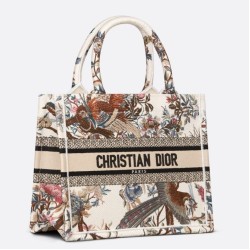 Replica Dior Small Book Tote Bag Jardin d'Hiver Embroidery White