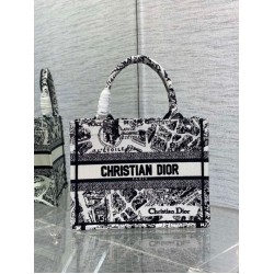 Replica Dior Small Book Tote Bag Plan de Paris Embroidery White