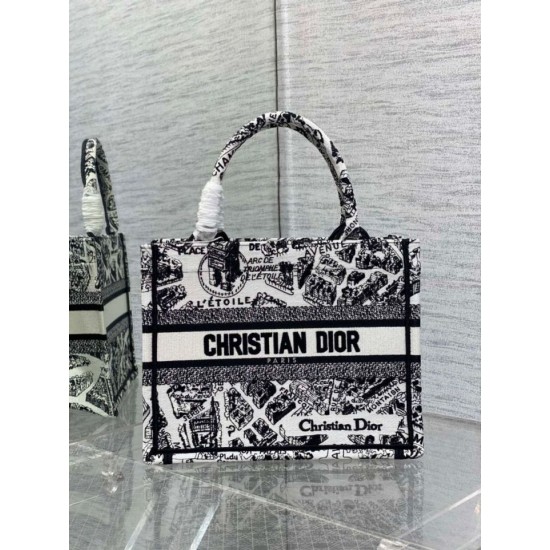 Fake Dior Small Book Tote Bag Plan de Paris Embroidery White Replica Replica Dior Small Book Tote Bag Plan de Paris Embroidery White