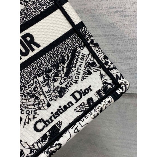 Fake Dior Small Book Tote Bag Plan de Paris Embroidery White Replica Replica Dior Small Book Tote Bag Plan de Paris Embroidery White