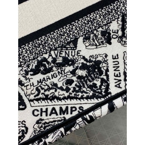 Fake Dior Small Book Tote Bag Plan de Paris Embroidery White Replica Replica Dior Small Book Tote Bag Plan de Paris Embroidery White