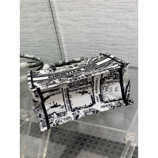 Fake Dior Small Book Tote Bag Plan de Paris Embroidery White Replica Replica Dior Small Book Tote Bag Plan de Paris Embroidery White