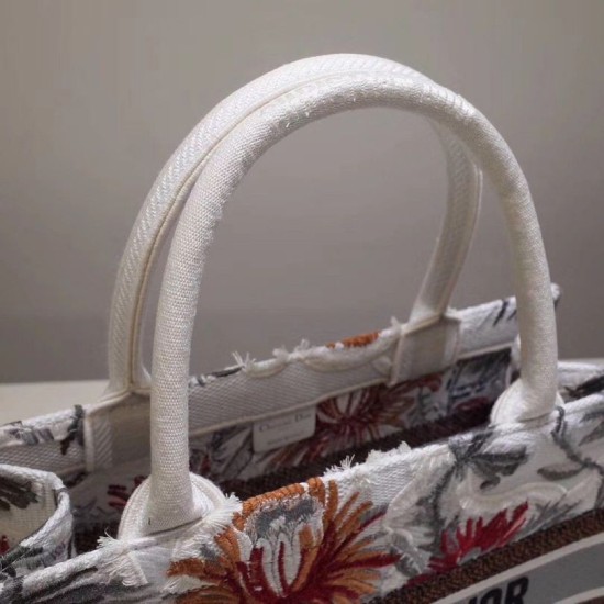 Replica Dior Small Book Tote Camouflage With Flowers White