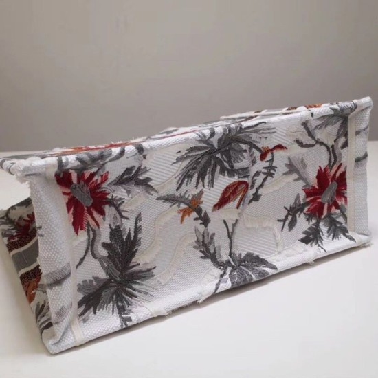 Replica Dior Small Book Tote Camouflage With Flowers White