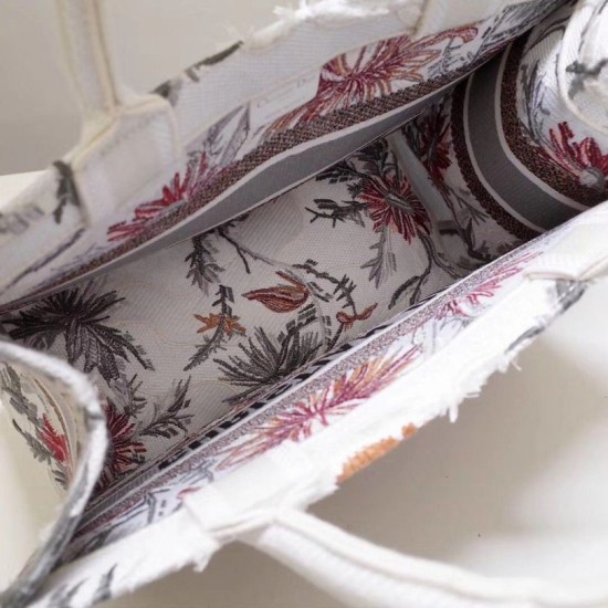 Replica Dior Small Book Tote Camouflage With Flowers White