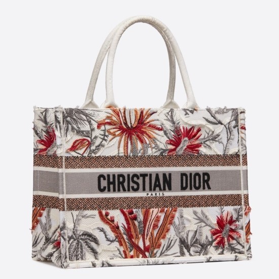 Replica Dior Small Book Tote Camouflage With Flowers White